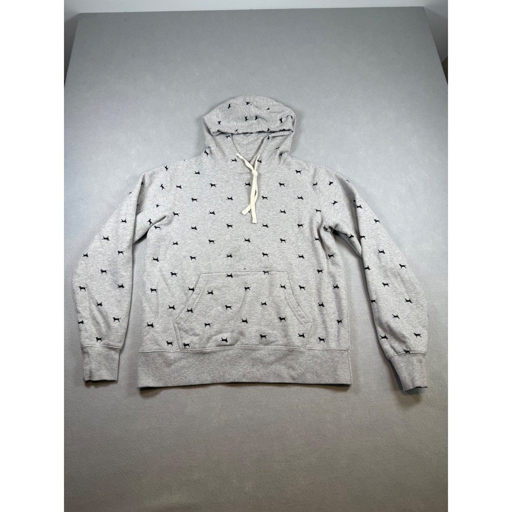 The Black Dog Grey All Over Print Hoodie Sweatshirt Womens Small Classic Logo